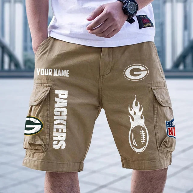 [SPECIAL OFFER] NEW CUSTOMIZED NFL08 GBP GREEN BAY PACKERS CARGO SHORTS