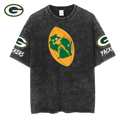 [SPECIAL OFFER] NEW CUSTOMIZED NFL08 GBP GREEN BAY PACKERS MULTICOLOR WASHED TEE
