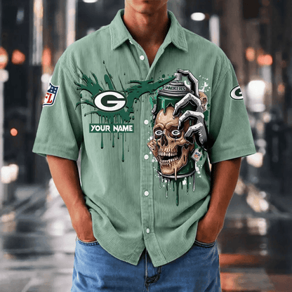 [SPECIAL OFFER] NEW CUSTOMIZED NFL08 GBP GREEN BAY PACKERS SEERSUCKER BUTTON SHIRT
