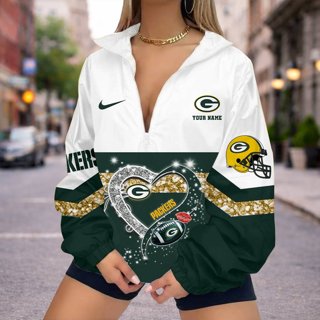 LIMITED EDITION - NEW CUSTOMIZED NFL08 GBP GREEN BAY PACKERS V-NECK ZIPPER SWEATSHIRT JACKET