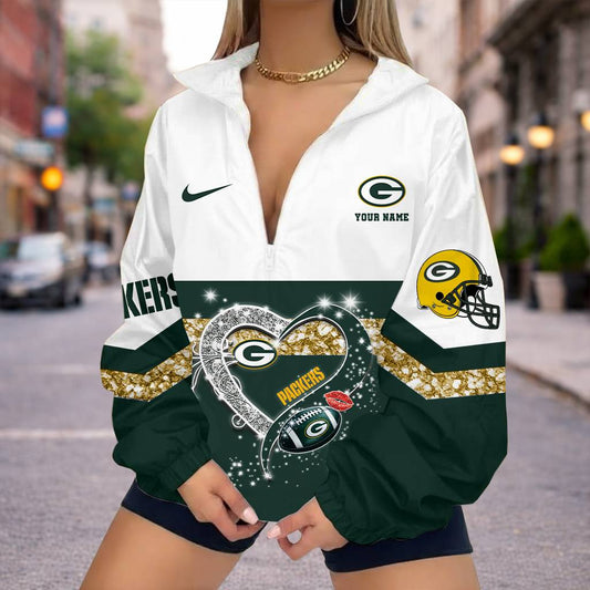 LIMITED EDITION - NEW CUSTOMIZED NFL08 GBP GREEN BAY PACKERS V-NECK ZIPPER SWEATSHIRT JACKET