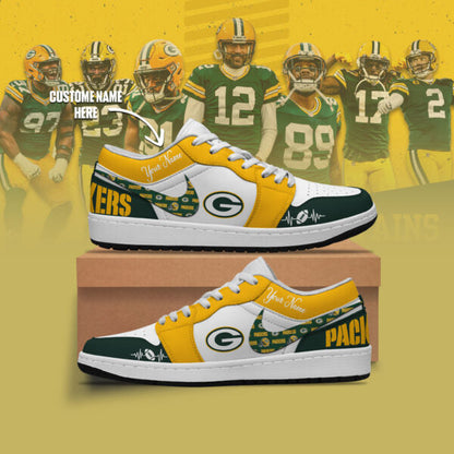 [SPECIAL OFFER] NEW CUSTOMIZED NFL08 GBP GREEN BAY PACKERS AIR JORDAN LOW SHOES