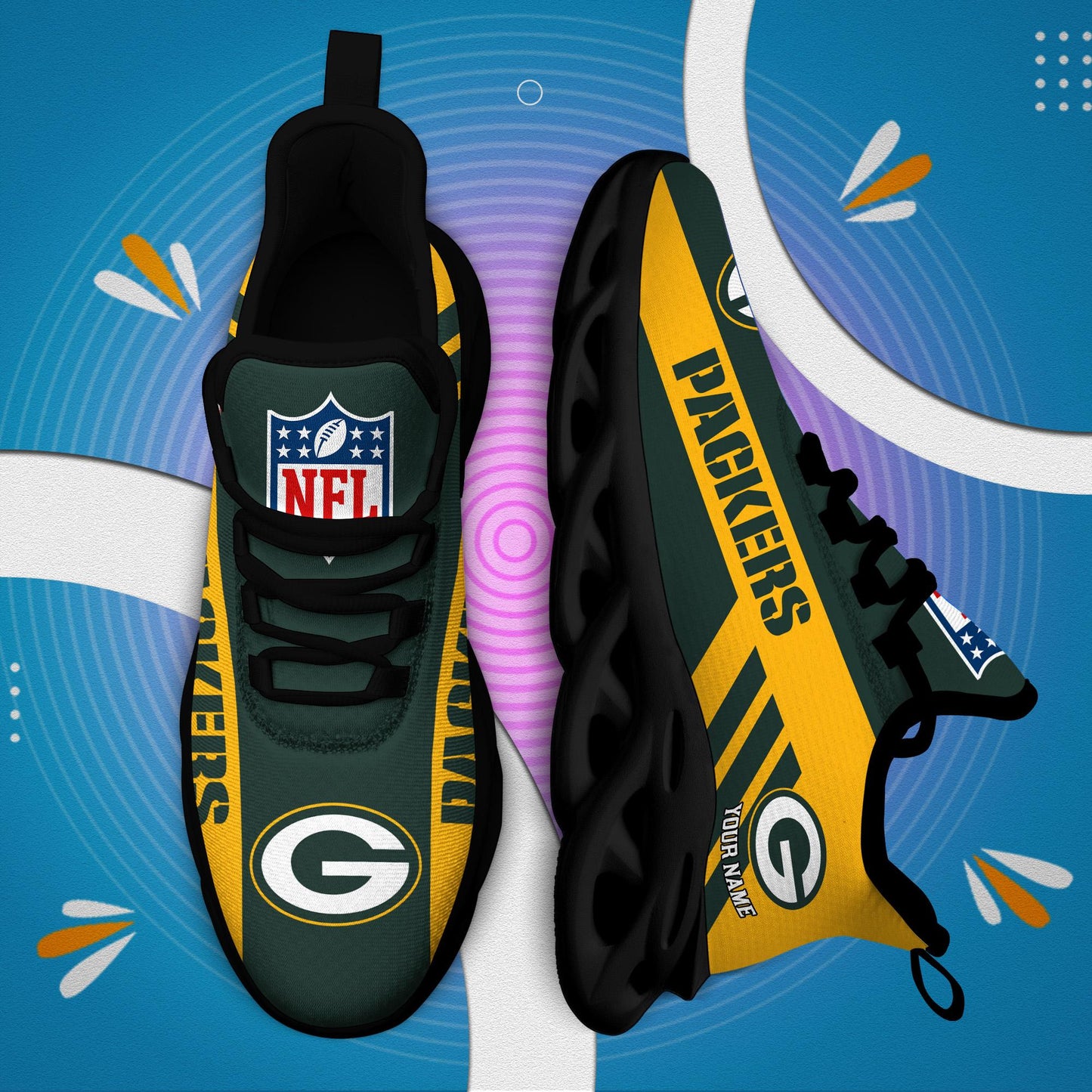 LIMITED EDITION - NEW CUSTOMIZED NFL08 GBP GREEN BAY PACKERS UNISEX MAX SOUL SHOES
