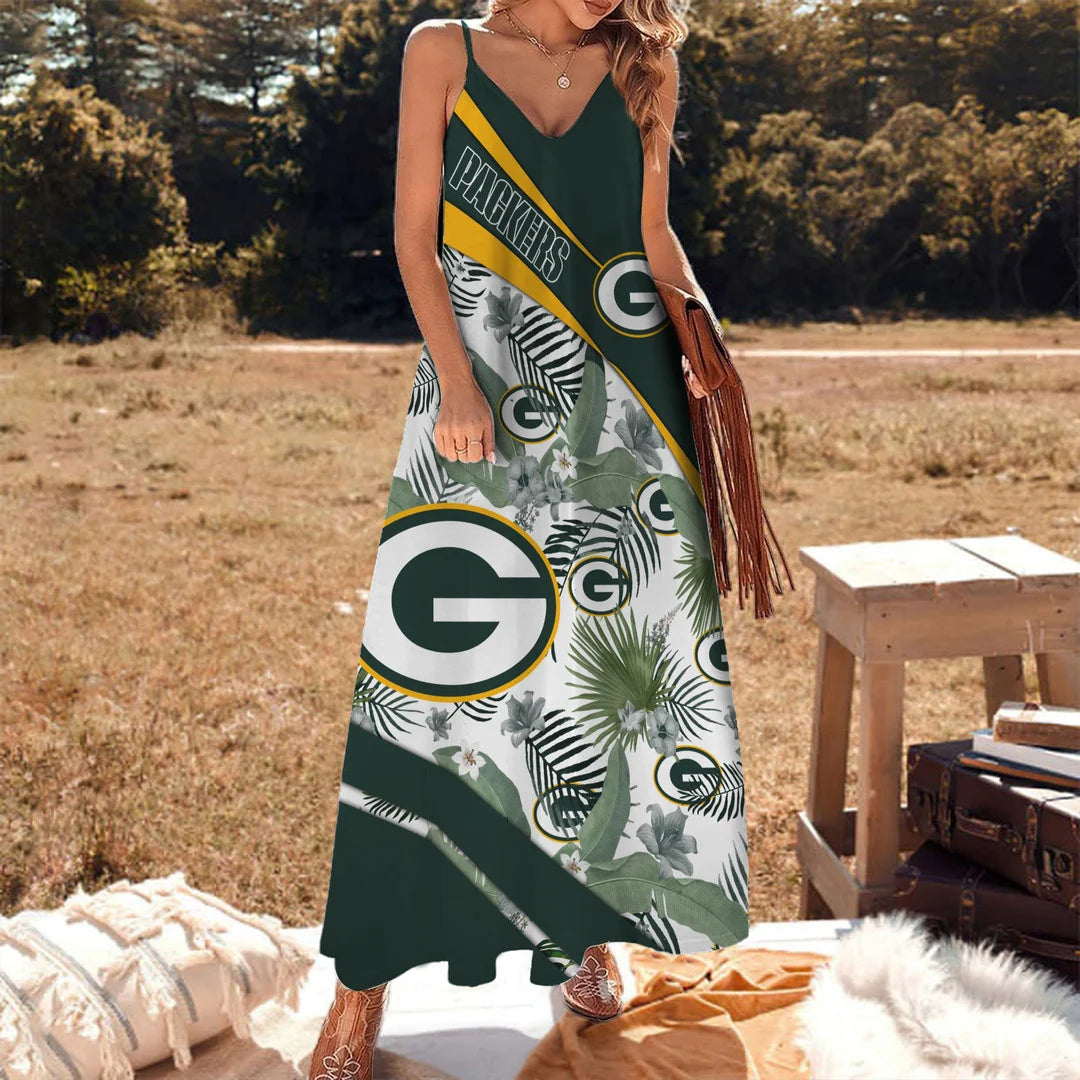 LIMITED RUN - NEW CUSTOMED NFL08 GBP GB PACKERS HAWAIIAN LONG DRESS