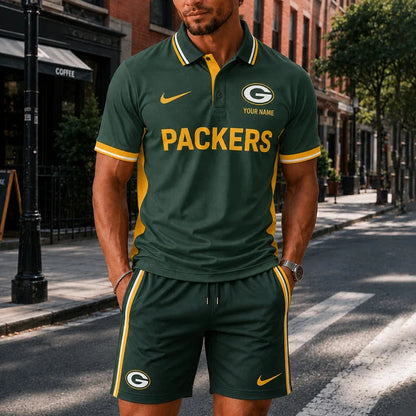 [SPECIAL OFFER] NEW CUSTOMIZED NFL08 GBP GREEN BAY PACKERS POLO SHIRT & SHORT PANTS