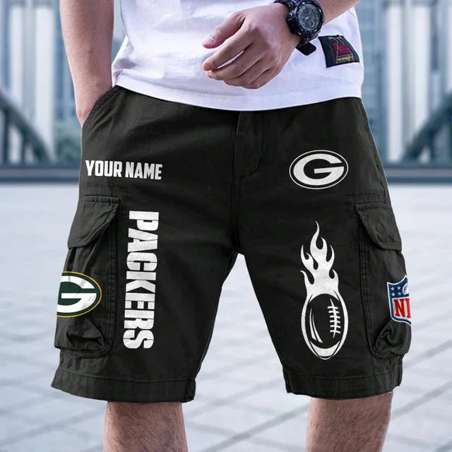 [SPECIAL OFFER] NEW CUSTOMIZED NFL08 GBP GREEN BAY PACKERS CARGO SHORTS