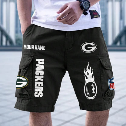 [SPECIAL OFFER] NEW CUSTOMIZED NFL08 GBP GREEN BAY PACKERS CARGO SHORTS