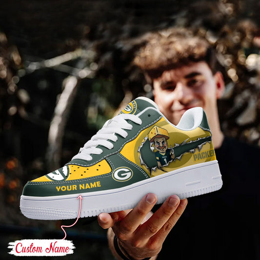 LIMITED EDITION - NEW CUSTOMIZED NFL08 GBP GREEN BAY PACKERS AF1 SNEAKERS