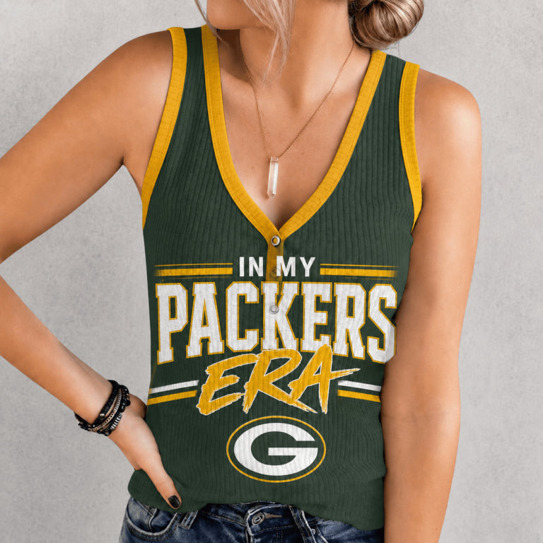 [SPECIAL OFFER] NEW CUSTOMIZED NFL08 GBP GREEN BAY PACKERS WOMEN'S V-NECK TANK TOP
