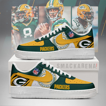 LIMITED EDITION - NEW CUSTOMIZED NFL08 GBP GB PACKERS AF1 SNEAKERS