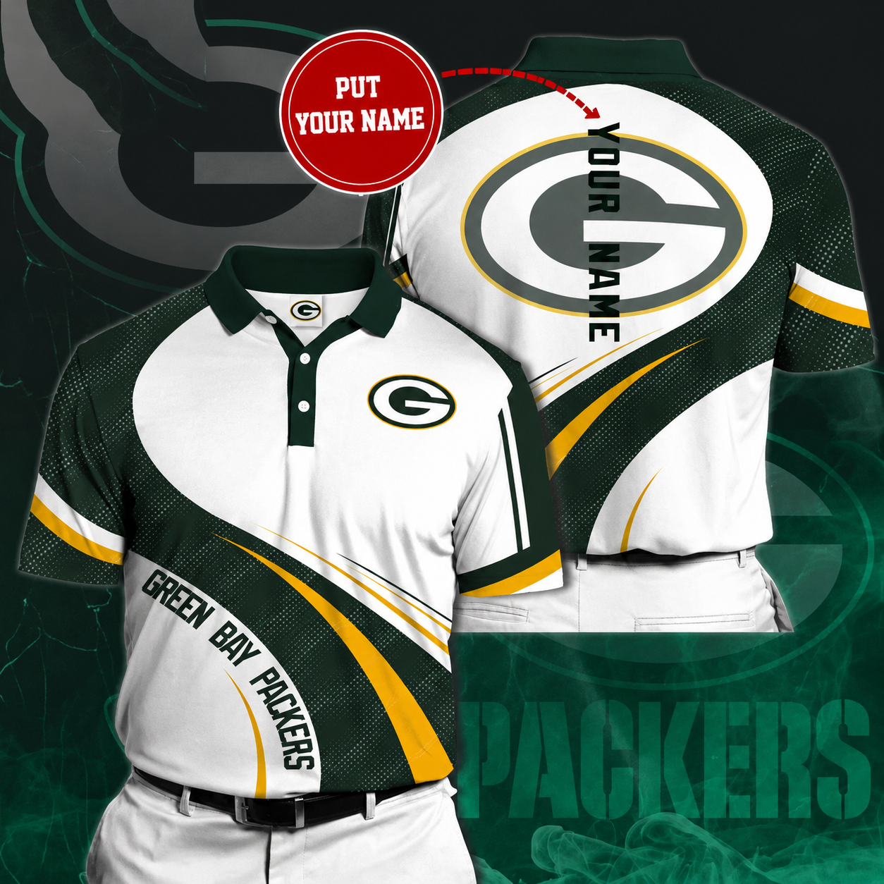 LIMITED EDITION - NEW CUSTOMIZED NFL08 GBP GREEN BAY PACKERS POLO SHIRT