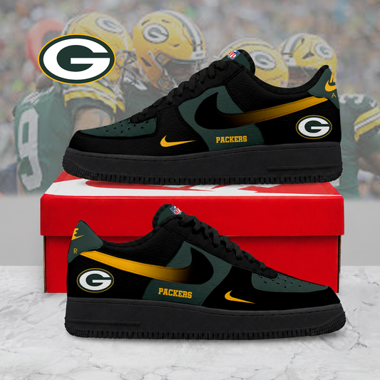 ELITE EDITION - NEW CUSTOMIZED NFL08 GBP GREEN BAY PACKERS AF1 SNEAKERS