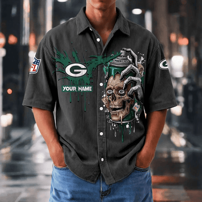 [SPECIAL OFFER] NEW CUSTOMIZED NFL08 GBP GREEN BAY PACKERS SEERSUCKER BUTTON SHIRT