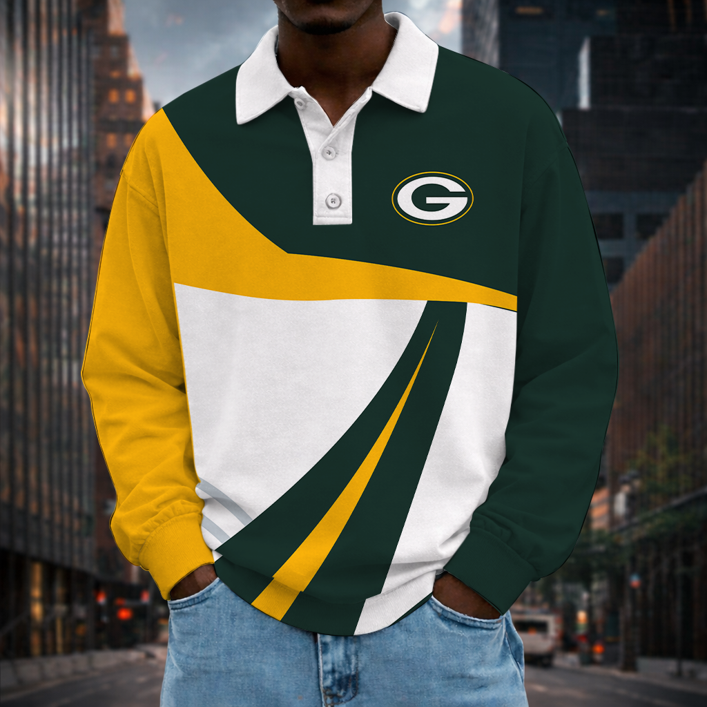 [SPECIAL OFFER] NEW CUSTOMIZED NFL08 GBP GREEN BAY PACKERS LONG SLEEVE POLO SHIRT