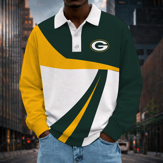 [SPECIAL OFFER] NEW CUSTOMIZED NFL08 GBP GREEN BAY PACKERS LONG SLEEVE POLO SHIRT