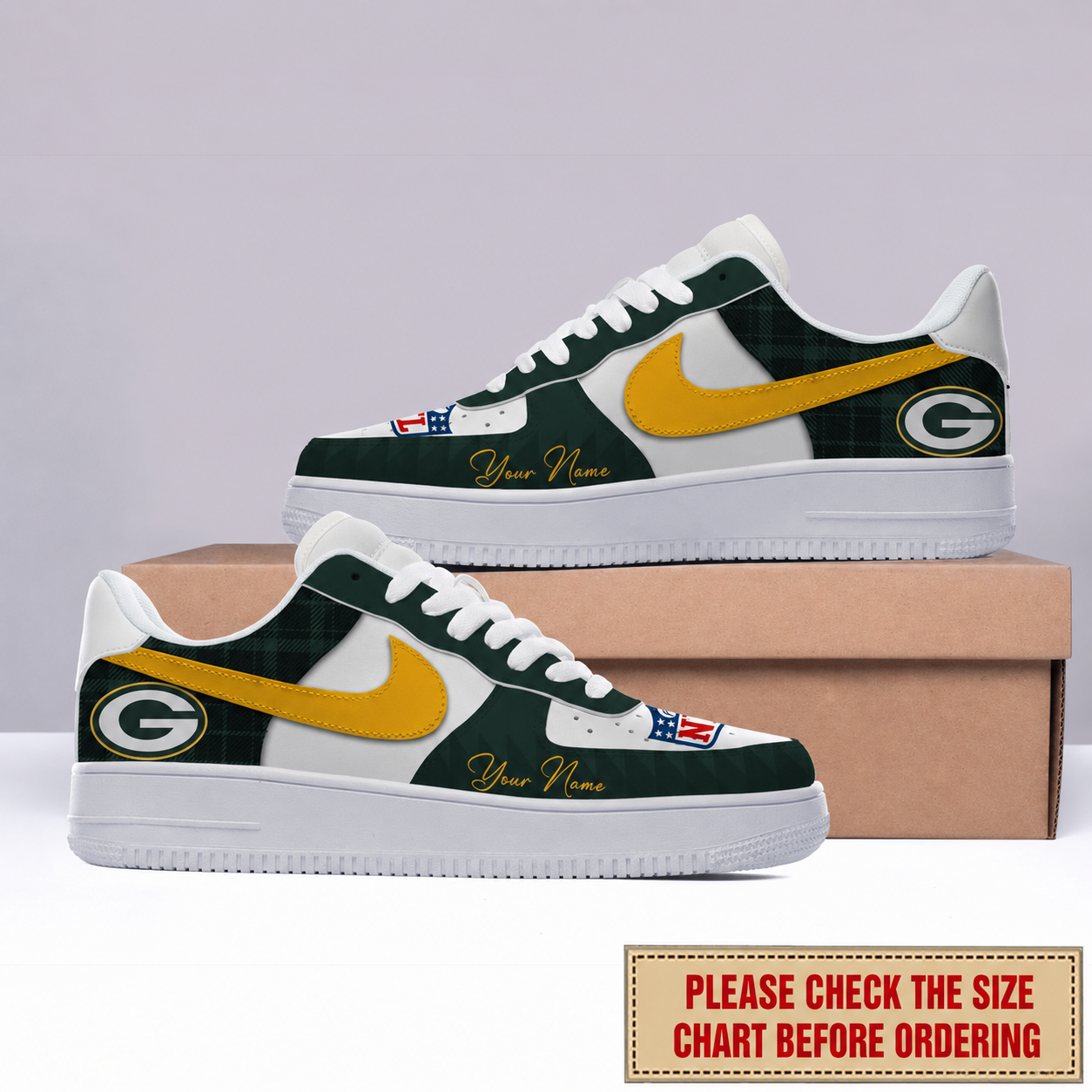 LIMITED EDITION - NEW CUSTOMIZED NFL08 GBP GREEN BAY PACKERS AF1 SHOES