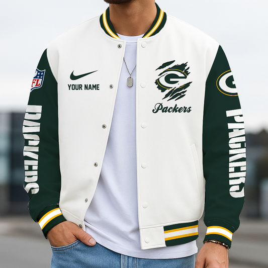 LIMITED EDITION - NEW CUSTOMIZED NFL08 GBP GREEN BAY PACKERS BASEBALL JACKET