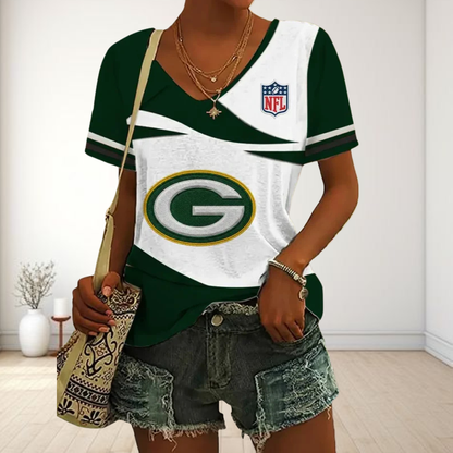 LIMITED EDITION - NEW CUSTOMIZED NFL08 GBP GREEN BAY PACKERS V-NECK FEMALE SHIRT