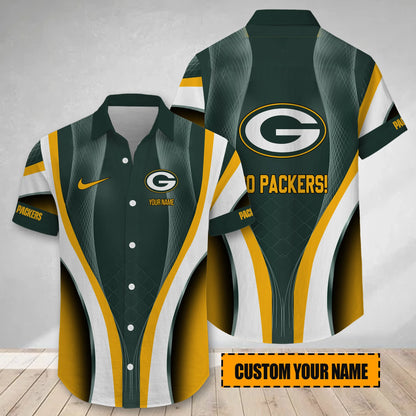 LIMITED EDITION - NEW CUSTOMIZED NFL08 GBP GREEN BAY PACKERS SHORT SLEEVE BUTTON-UP SHIRT