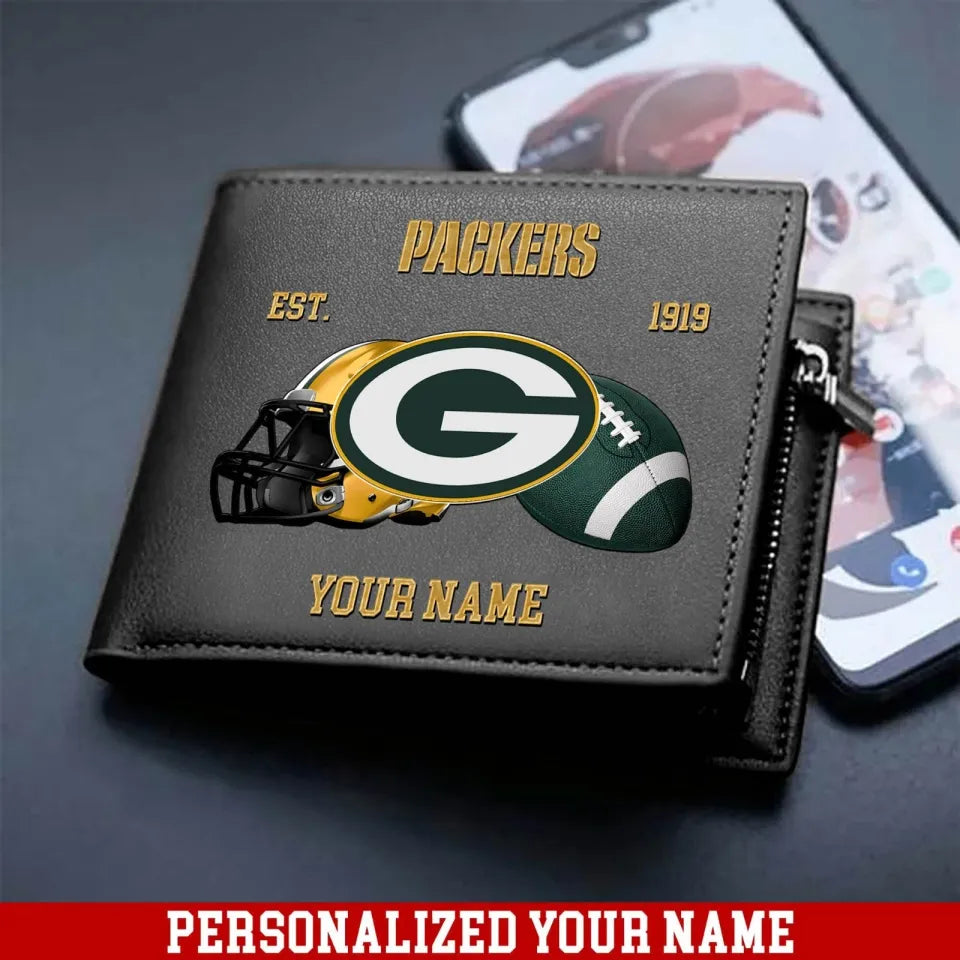 LIMITED EDITION - NEW CUSTOMIZED NFL08 GBP GREEN BAY PACKERS LEATHER WALLET