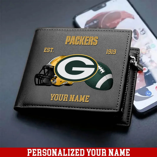 LIMITED EDITION - NEW CUSTOMIZED NFL08 GBP GREEN BAY PACKERS LEATHER WALLET