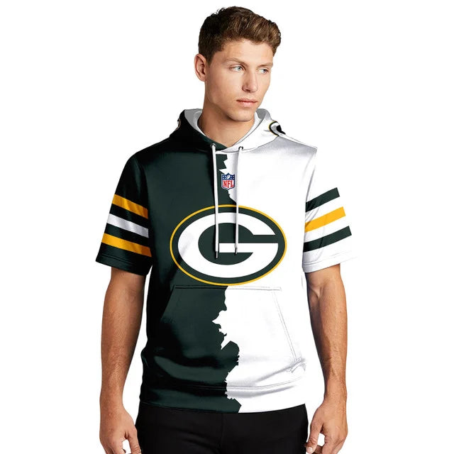 LIMITED EDITION - NEW CUSTOMIZED NFL08 GBP GREEN BAY PACKERS SHORT SLEEVE HOODIE T-SHIRT