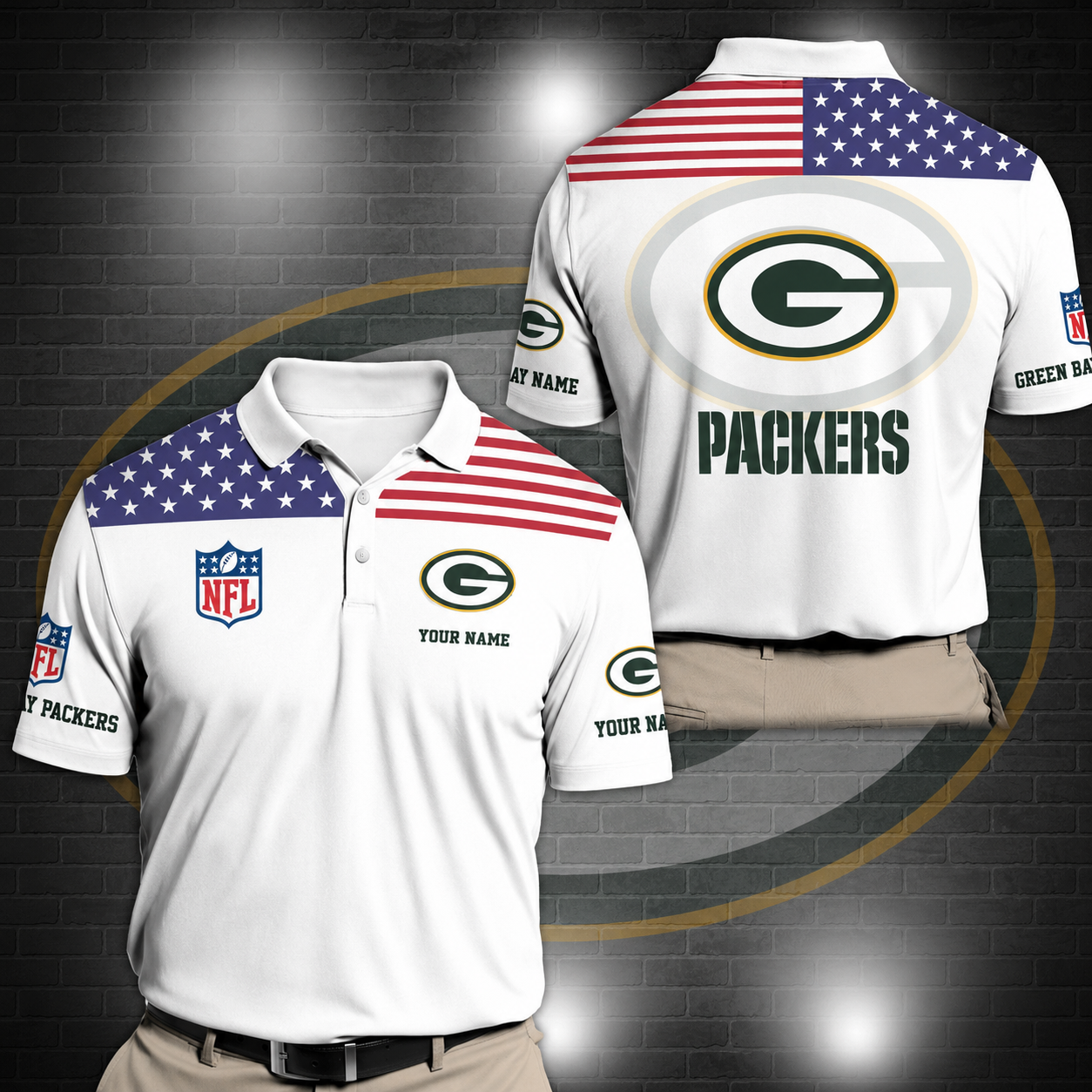 LIMITED EDITION - NEW CUSTOMIZED NFL08 GBP GREEN BAY PACKERS POLO SHIRT