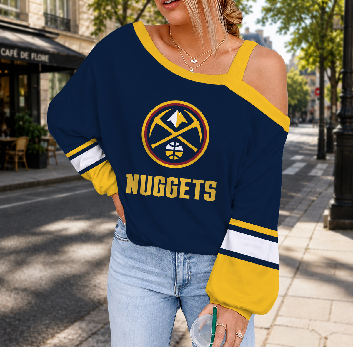 LIMITED EDITION - NEW CUSTOMIZED NBA08 DNU DENVER NUGGETS DROP SHOULDER SWEATSHIRT