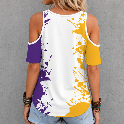 [FAN FAVORITE] NEW CUSTOMIZED WNBA08 LAS LOS ANGELES SPARKS CRISS CROSS V-NECK TOP
