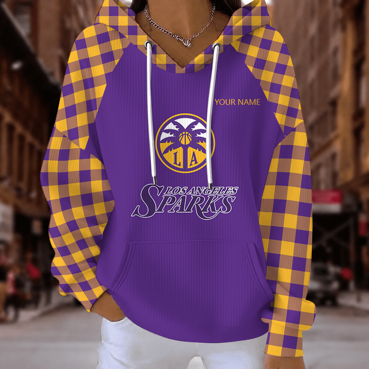 [FAN FAVORITE] NEW CUSTOMIZED WNBA08 LAS LOS ANGELES SPARKS RIBBED HOODIE & SWEATSHIRT