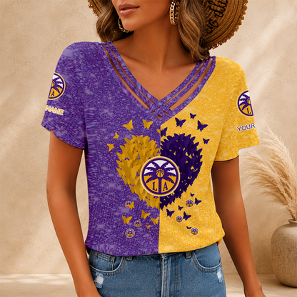 LIMITED EDITION - NEW CUSTOMIZED WNBA08 LAS LOS ANGELES SPARKS V-NECK SHIRT