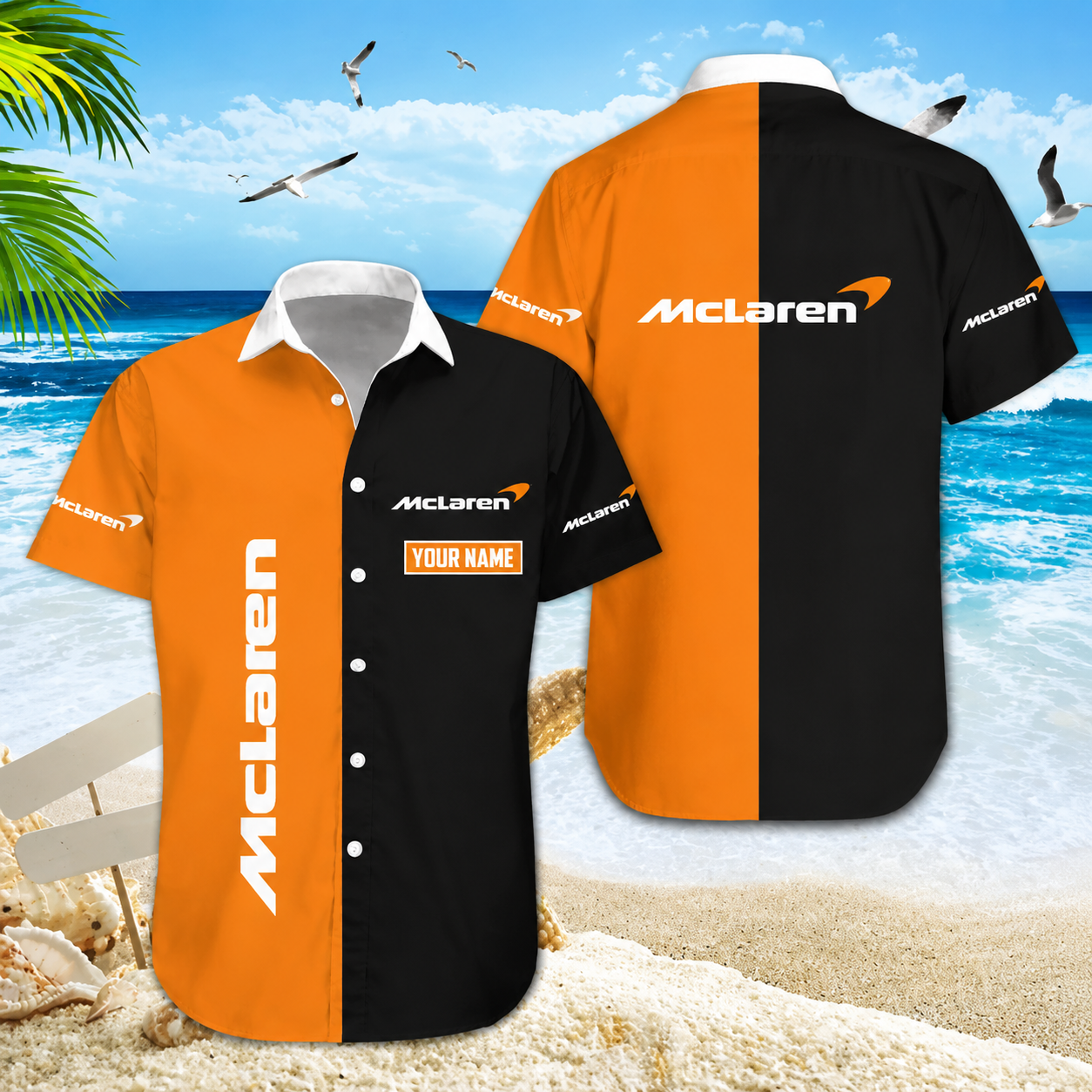 [FAN MUST-HAVE] NEW CUSTOMIZED F108 MCL MCLAREN UNISEX HAWAIIAN SHIRT & SHORTS SET