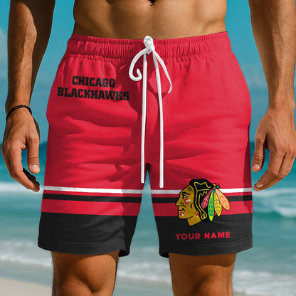 EXCLUSIVE EDITION - NEW CUSTOMIZED NHL08 CBH CHICAGO BLACKHAWKS SHORT PANTS