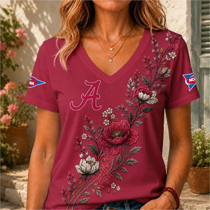 ELITE EDITION - NEW CUSTOMIZED NCAA FBS08 ABC ALABAMA CRIMSON TIDE V-NECK FEMALE SHIRT
