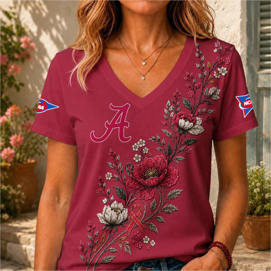 ELITE EDITION - NEW CUSTOMIZED NCAA FBS08 ABC ALABAMA CRIMSON TIDE V-NECK FEMALE SHIRT