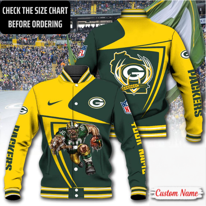 EXCLUSIVE EDITION - NEW CUSTOMIZED NFL08 GBP GREEN BAY PACKERS SATIN VARSITY & BASEBALL JACKET