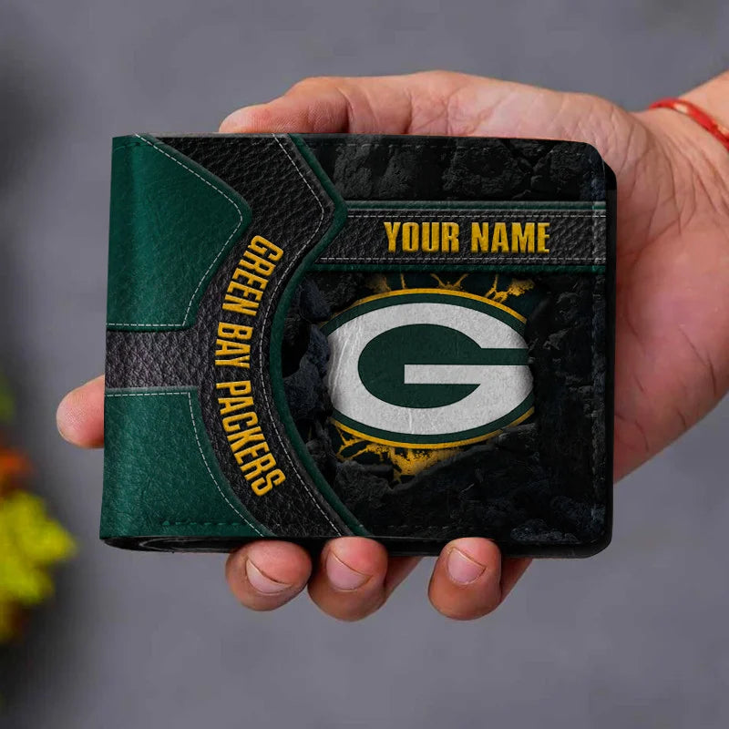 VIRAL EDITION - NEW CUSTOMIZED NFL08 GBP GREEN BAY PACKERS LEATHER WALLET