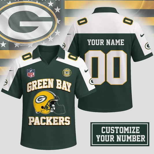 ELITE EDITION - NEW CUSTOMIZED NFL08 GBP GREEN BAY PACKERS POLO SHIRT