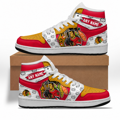 VIRAL EDITION - NEW CUSTOMIZED NHL08 CBH CHICAGO BLACKHAWKS AIR JORDAN SNEAKERS