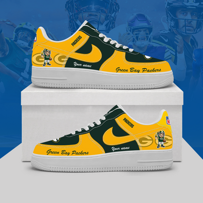 [SPECIAL OFFER] NEW CUSTOMIZED NFL08 GBP GREEN BAY PACKERS AF1 SHOES