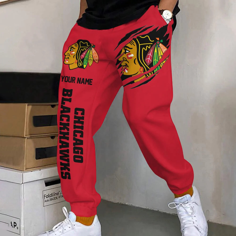 ELITE EDITION - NEW CUSTOMIZED NHL08 CBH CHICAGO BLACKHAWKS SWEATPANTS