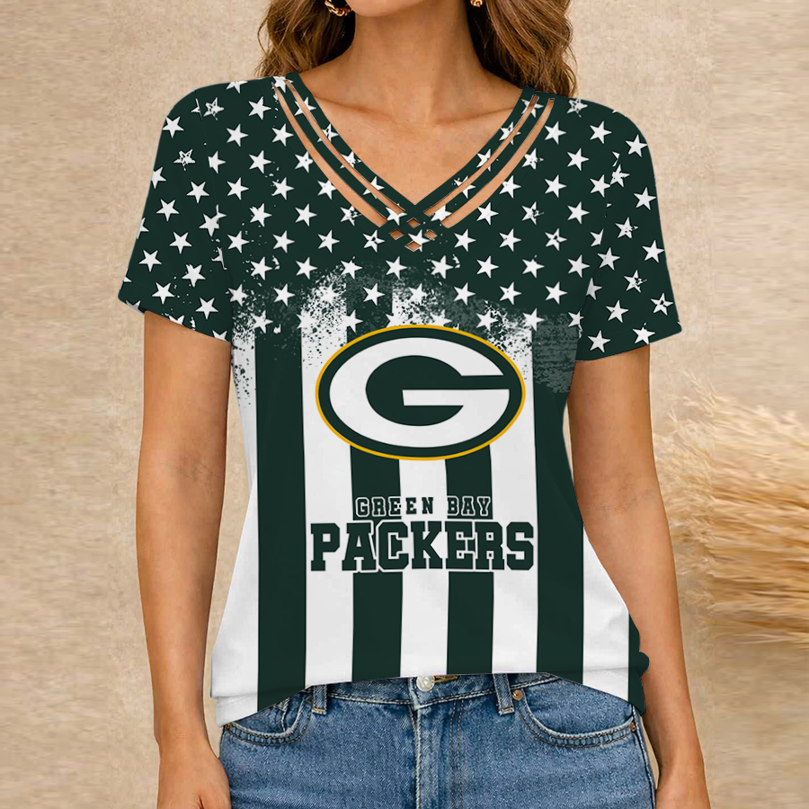 [SPECIAL OFFER] NEW CUSTOMIZED NFL08 GBP GREEN BAY PACKERS V-NECK SHIRT