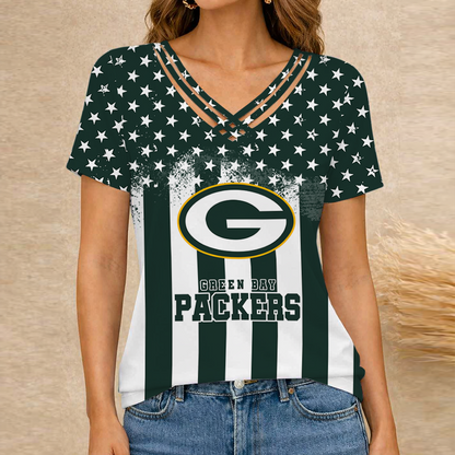 [SPECIAL OFFER] NEW CUSTOMIZED NFL08 GBP GREEN BAY PACKERS V-NECK SHIRT