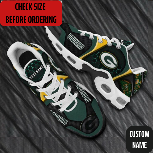 VIRAL EDITION - NEW CUSTOMIZED NFL08 GBP GREEN BAY PACKERS AIR MAX PLUS SNEAKERS