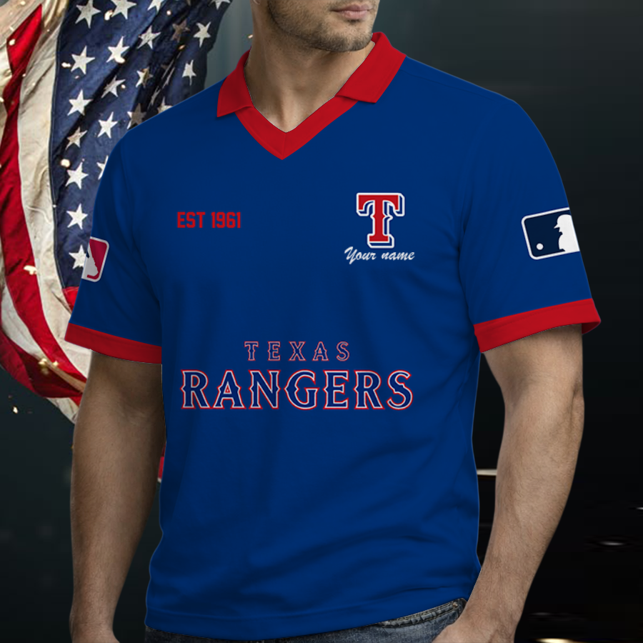 [FLASH SALE] NEW CUSTOMIZED MLB08 TRS TEXAS RANGERS POLO SHIRT