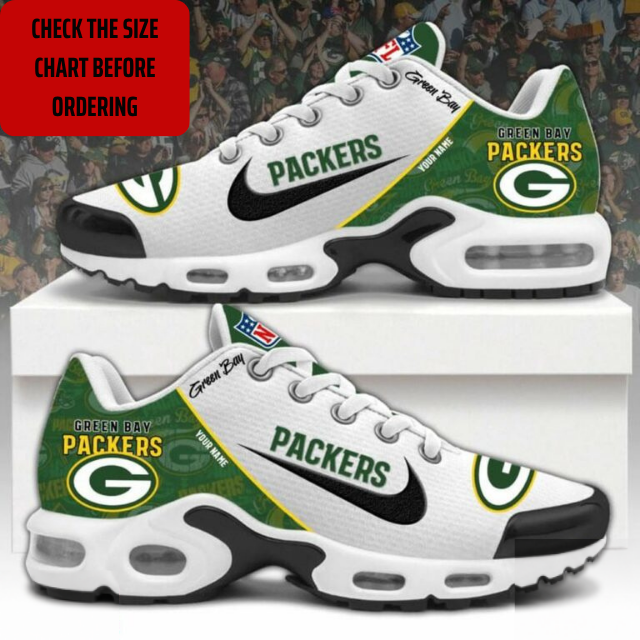 ELITE EDITION - NEW CUSTOMIZED NFL08 GBP GREEN BAY PACKERS AIR MAX PLUS SNEAKERS