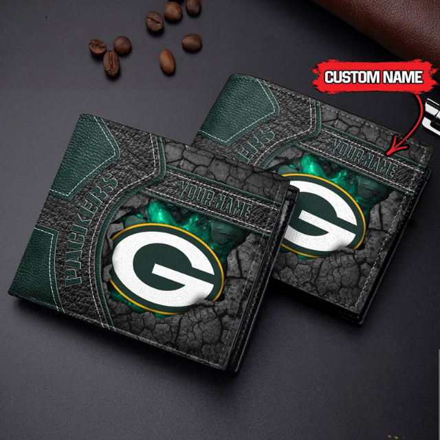 VIRAL SALE - NEW CUSTOMIZED NFL08 GBP GREEN BAY PACKERS LEATHER WALLET