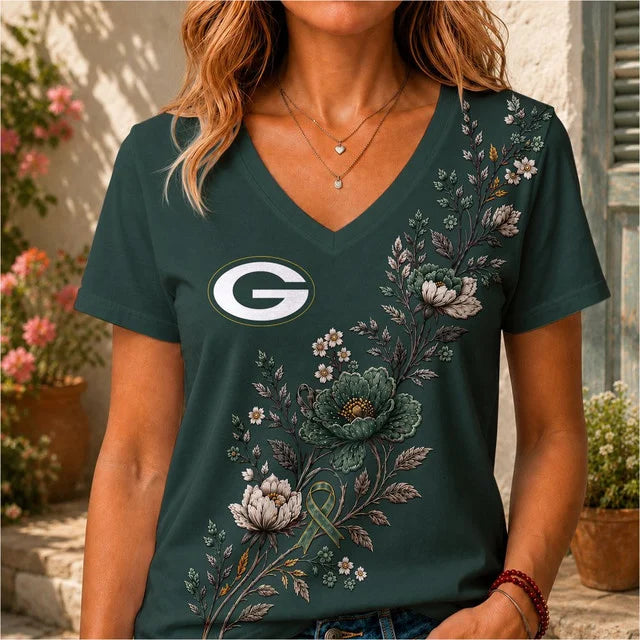 ELITE EDITION - NEW CUSTOMIZED NFL08 GBP GREEN BAY PACKERS V-NECK FEMALE SHIRT