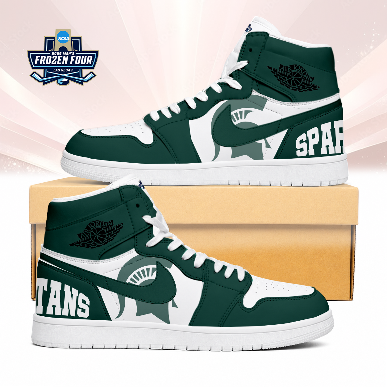 LIMITED EDITION - NEW CUSTOMIZED NCAA MFF08 MSS MICHIGAN STATE SPARTANS AIR JORDAN SNEAKERS