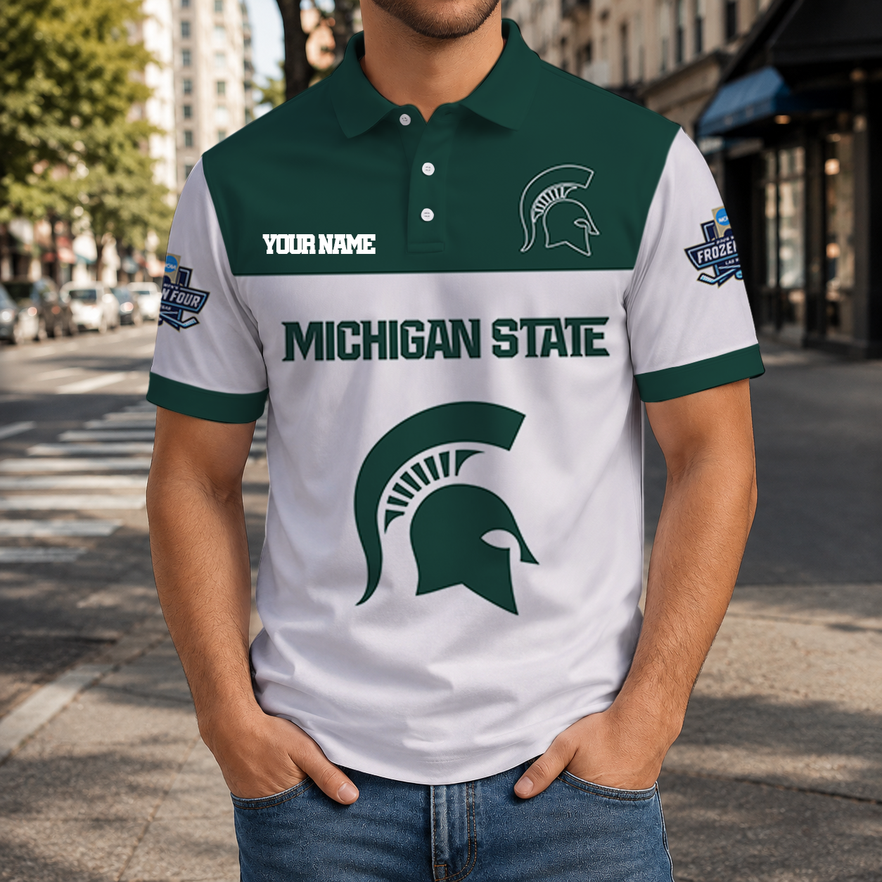 EXCLUSIVE EDITION - NEW CUSTOMIZED NCAA MFF08 MSS MICHIGAN STATE SPARTANS POLO SHIRT, ZIP POLO SHIRT & T-SHIRTS